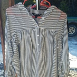 Velvet Heart striped ruffled button up shirt
